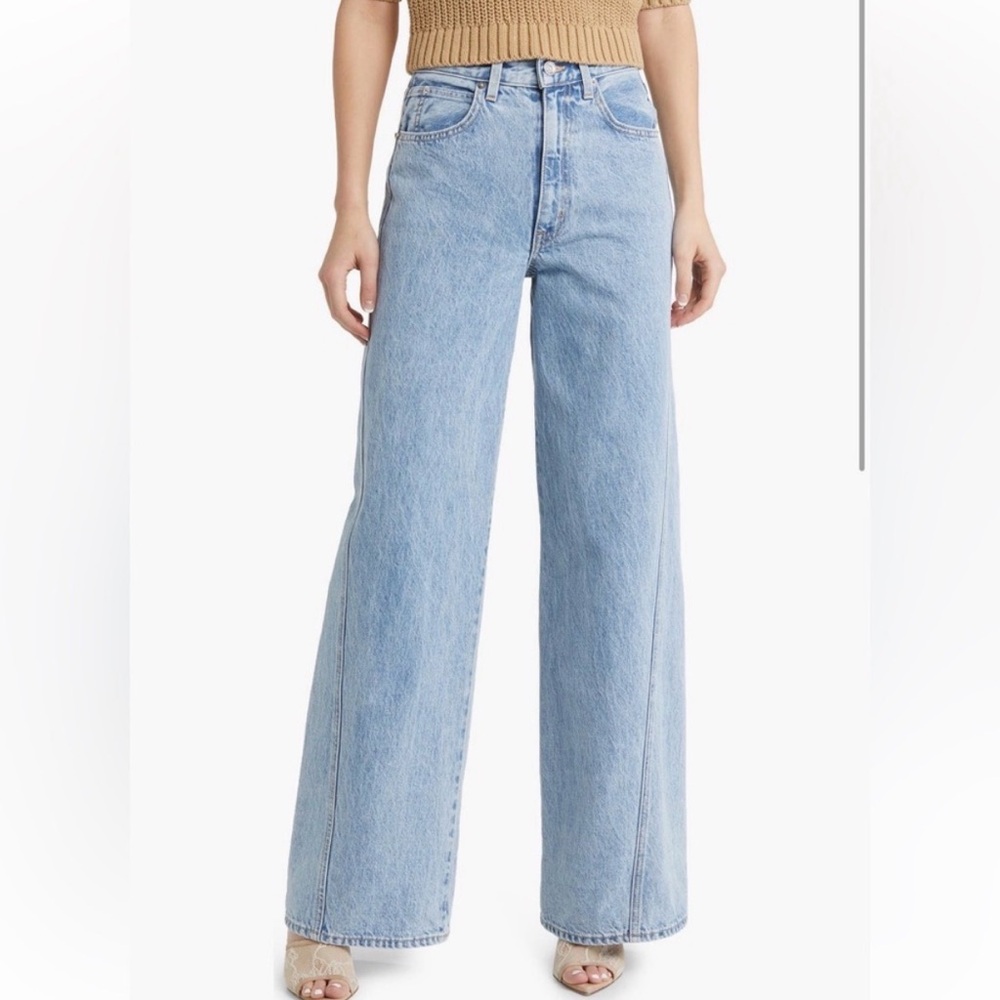 SLVRLAKE Eva Twisted Seam Light Blue High-Rise Wide Leg Jeans